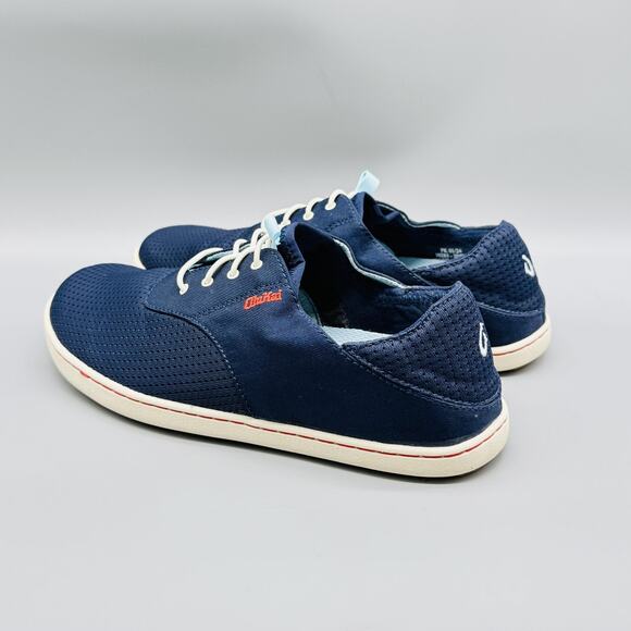 Olukai Shoes Men 7 Navy Blue Nohea Moku Mesh Boat Sneaker Lace Up Low Top Casual - Picture 6 of 13